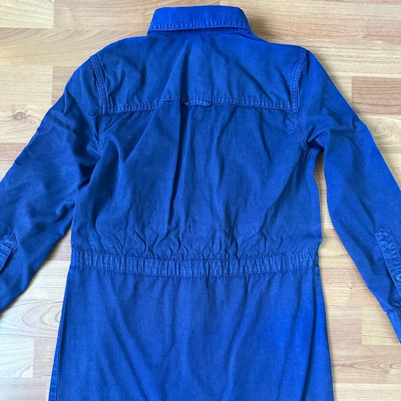 J. CREW | Garment Dyed Navy Blue Purple Drawstring Waist Shirtdress Petite 00 - Picture 7 of 9